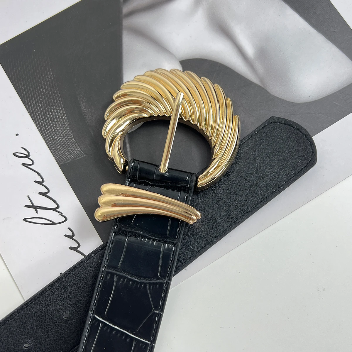 Schwarz Samt Leder Gürtel Für Frauen Hohe Qualität Luxus Gold Schnalle Mode Breiten Korsett Gürtel Weibliche Jeans Gürtel – Detail 7