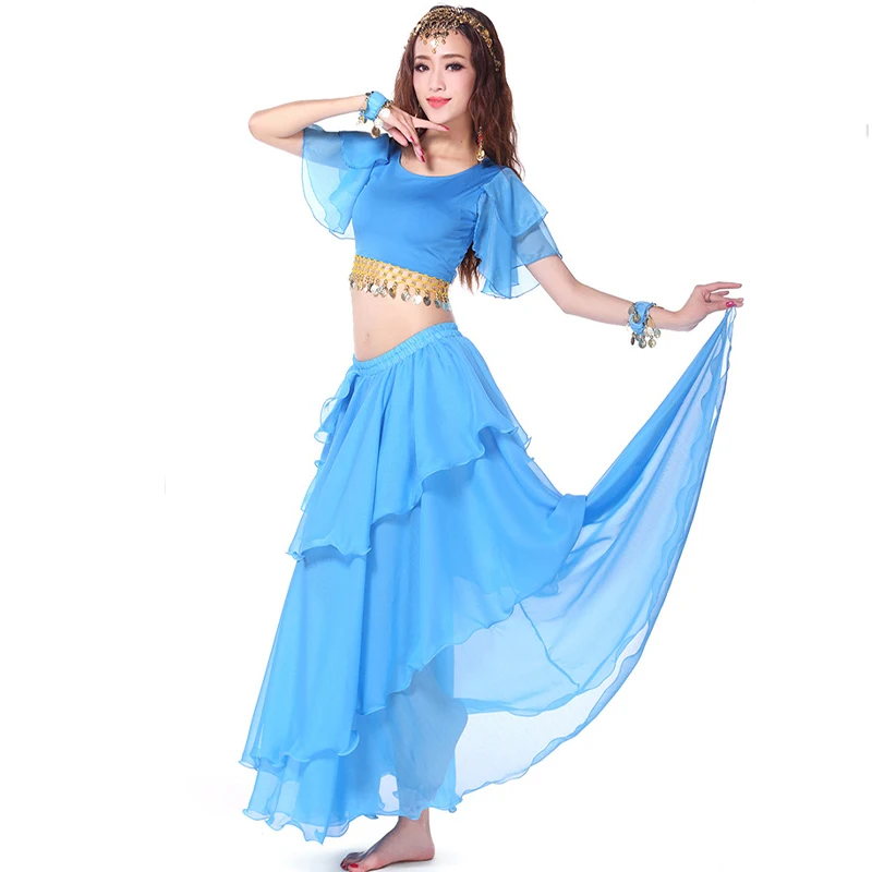 Indian Dance Costume Performance Set Belly Dance Top Coins Hip Scarf Skirt Egyptian Oriental Adult Women Outfit Stage Dress