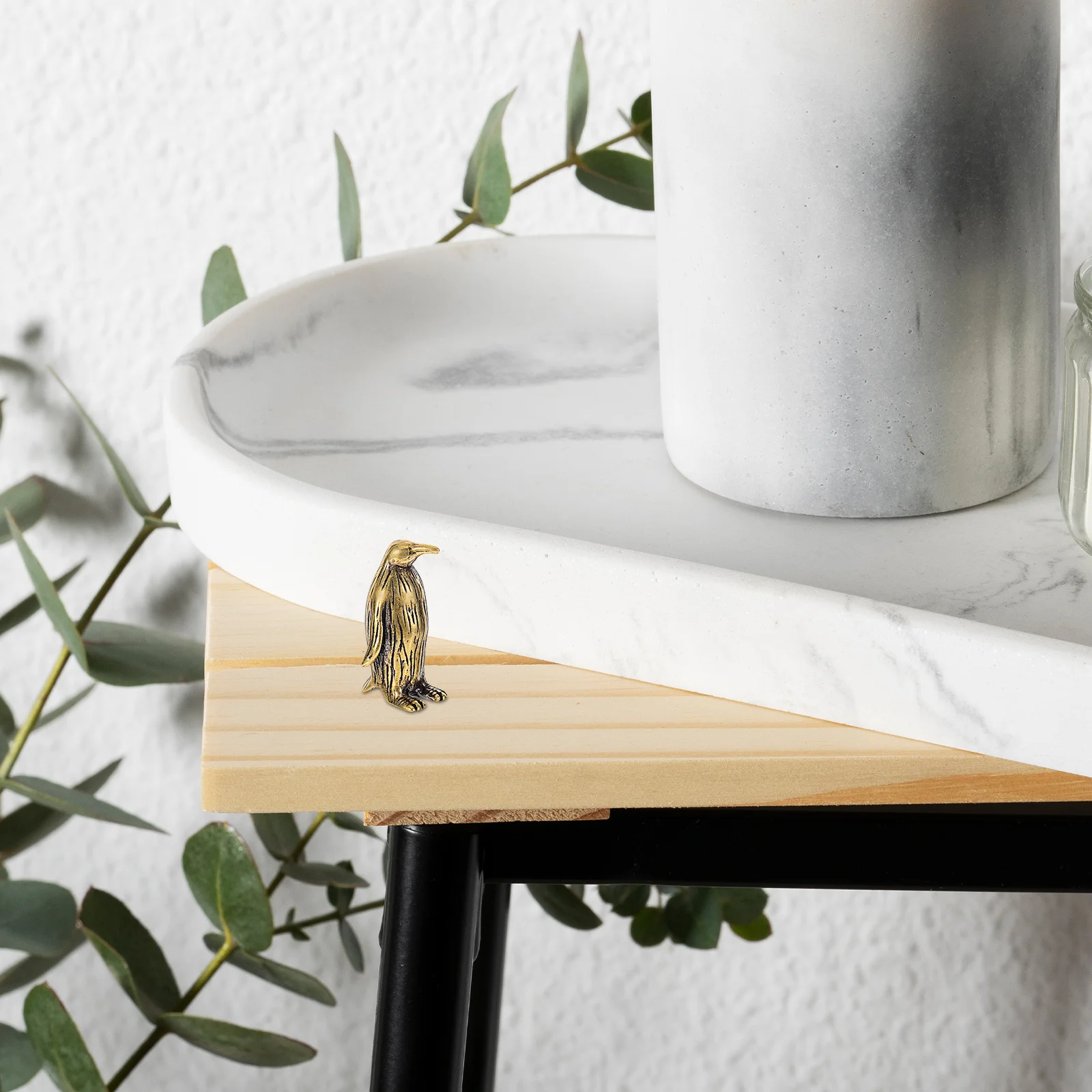 

Vintage Solid Brass Penguin Statue Miniature Home Decor Shelf Table Display Elegant Design Micro Landscape Accents