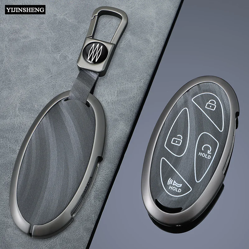 Zinc Alloy + Leather Car Key Case Cover Holder For Hyundai 5/7 Buttons Grandeur GN7 KONA Ev 2023 lonic 6 5 7 Buttons Remote Key