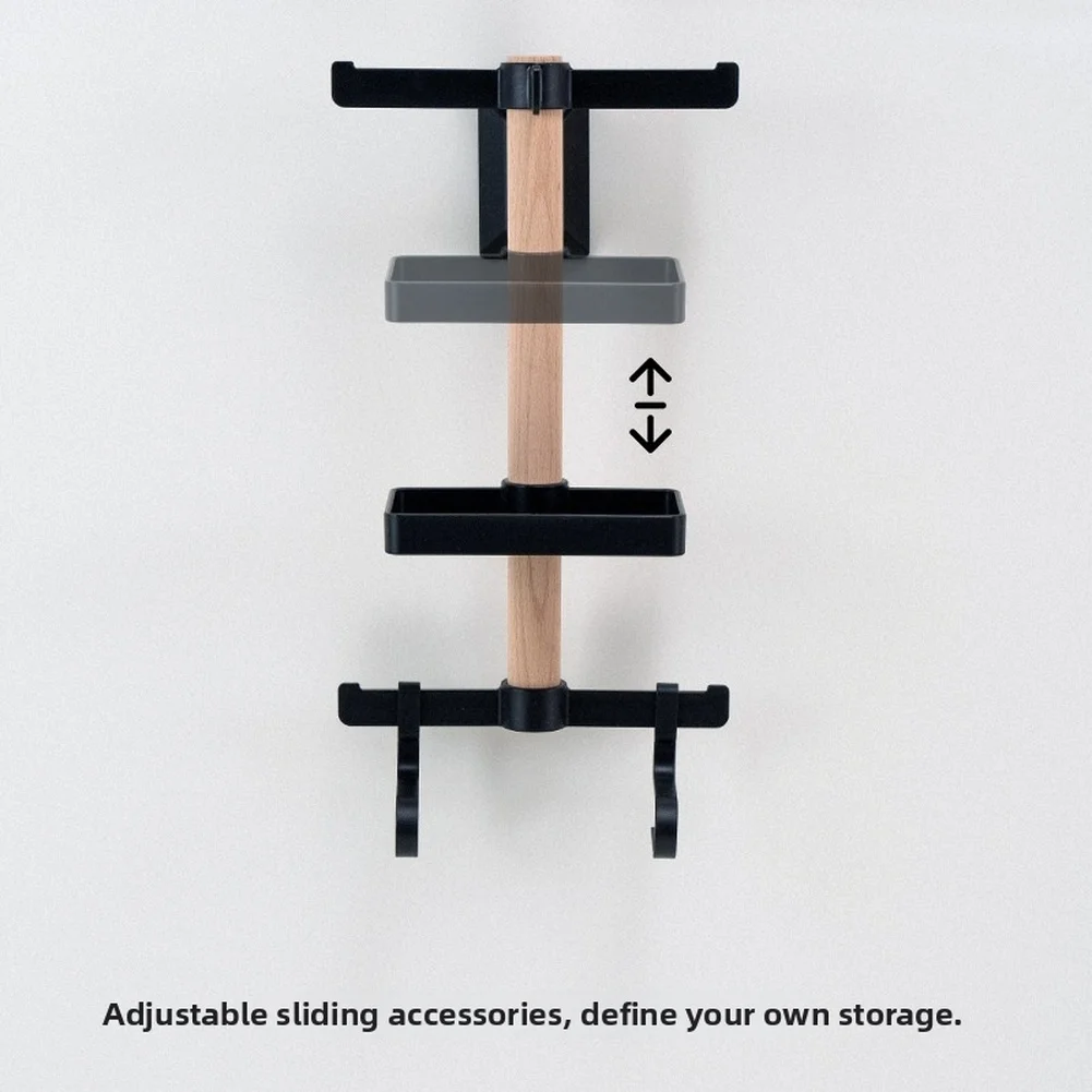 Wood Wall Mounted Bike Storage System for Helmet Sunglasses Cycling Computer with Natural Beech Rod and Sturdy ABS Frame