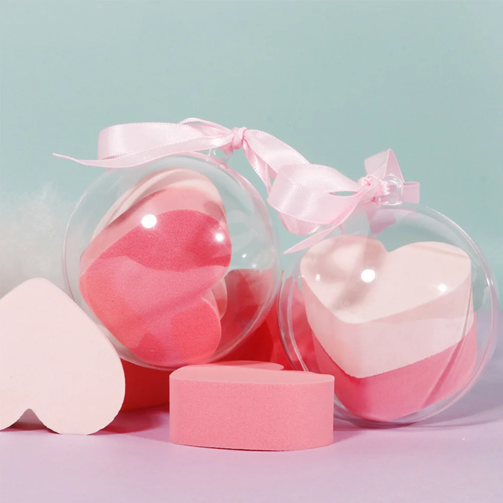 

2Set Heart-Shaped Facial Puff Premium Hydrophilic Non-Latex Makeup Sponge Pink Beige Washable Practical Multi-Purpose Pads