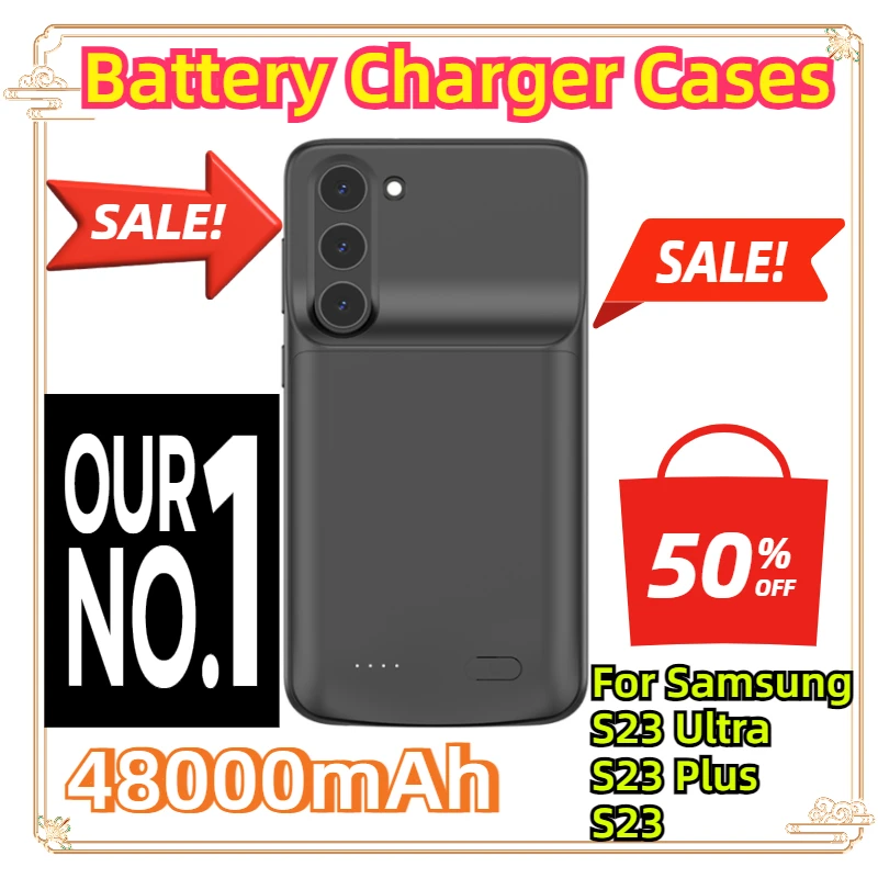 For Samsung S23 Back Clip Battery Galaxy S23+back Clip Power Bank S23Ultra Ultra-thin Mobile Power Bank Cases 48000mAh