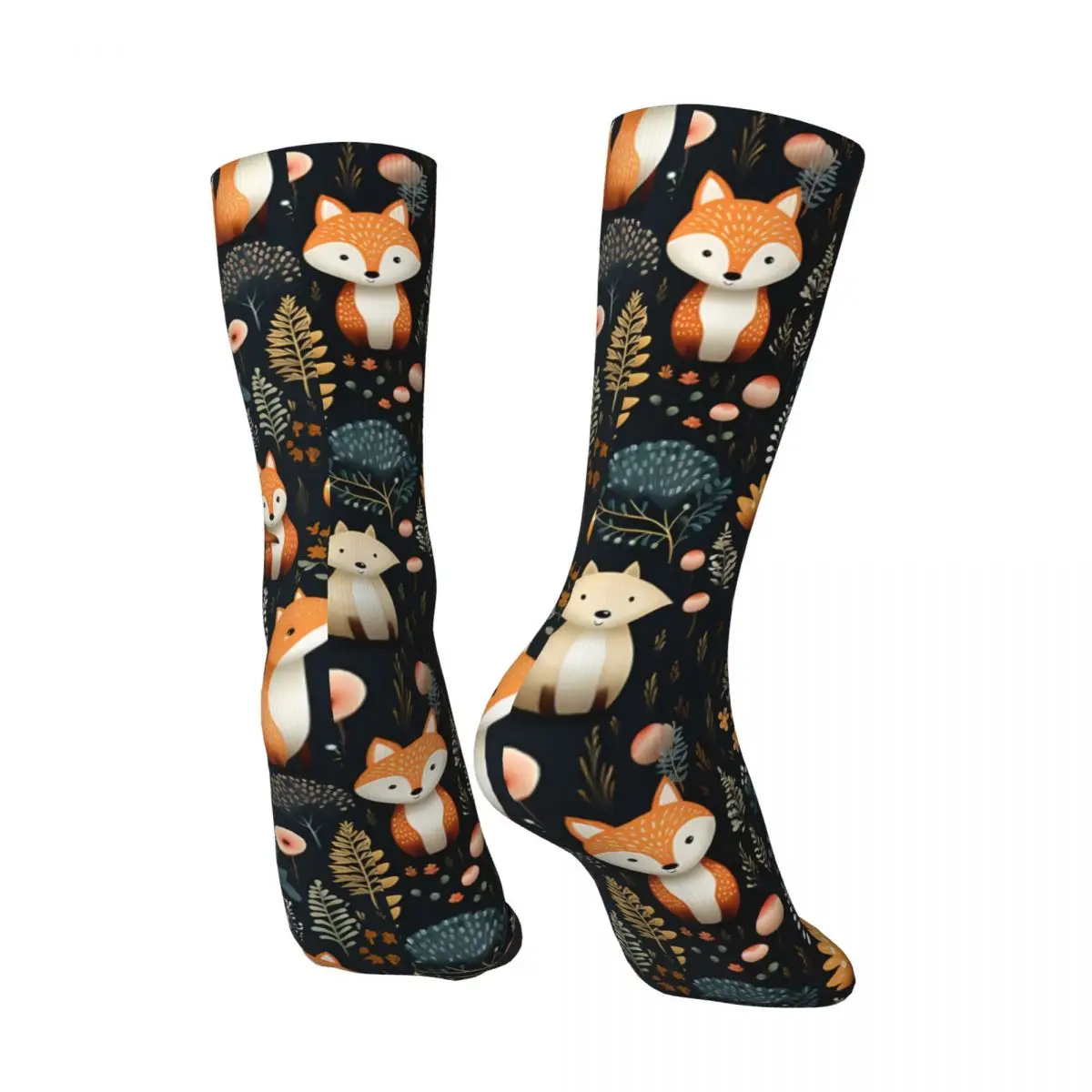 Fox Raccoon And Friends In The Forest Men\'s Socks Raccoon Cute Animal Unisex Harajuku Seamless Printed Funny Crew Sock Gift