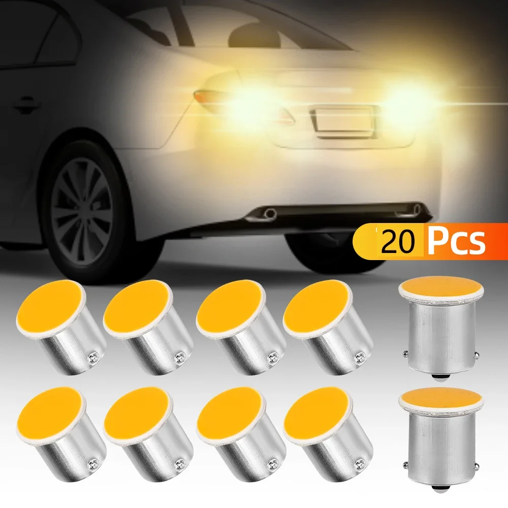 20pcs Super Bright S25 1156 led COB 12SMD 1156 BA15S P21W Auto Car Signal Reverse Parking Led Lights 12V 24V Auto White Led