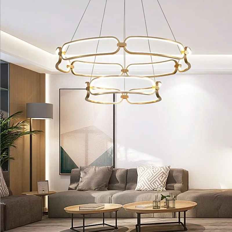 

Ribbon Adara Pendant lamp Luxury Led gold ring Chandelier for bedroom Living Room Modern Nordic circular art aluminum light