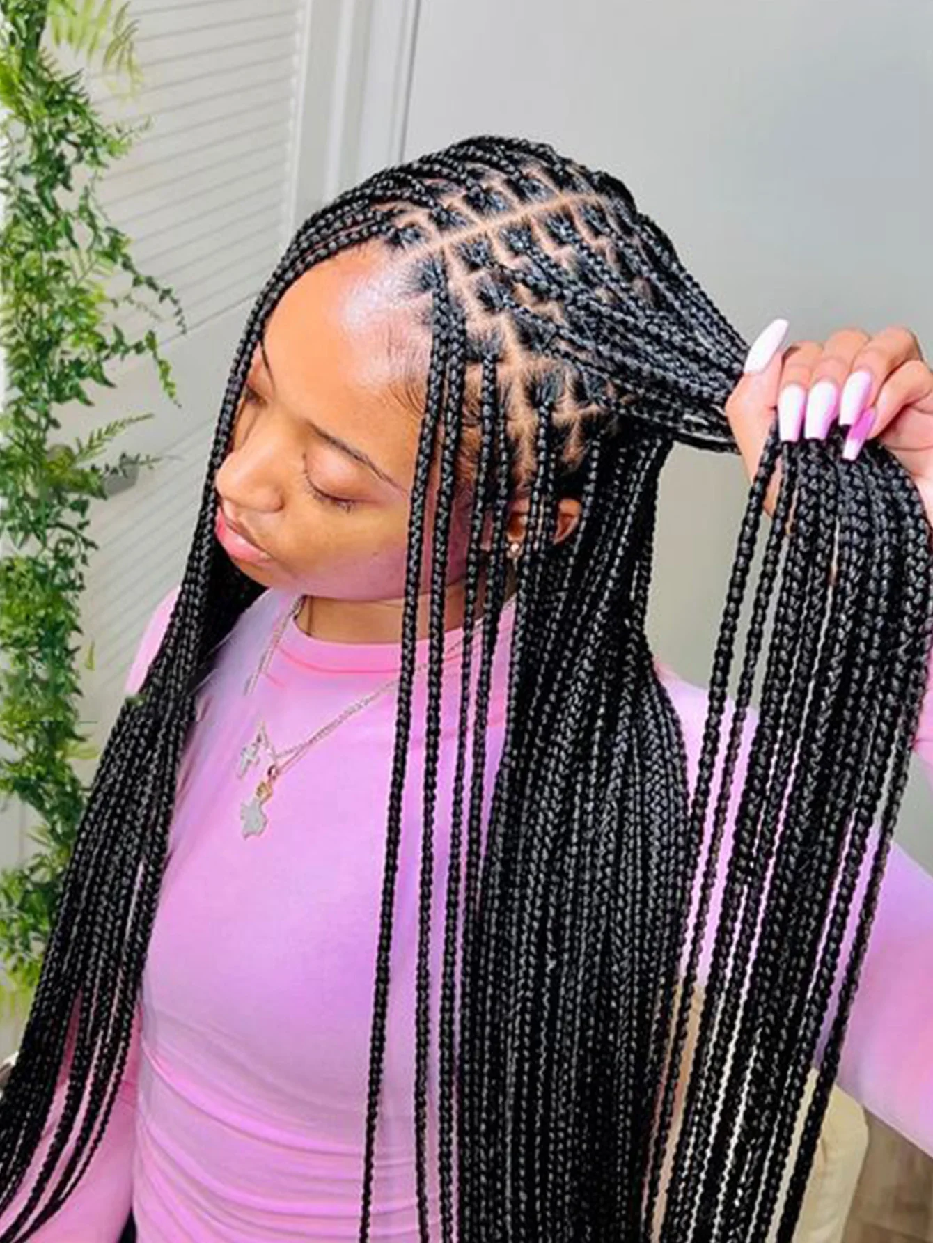 

Cornrows Small Box Braided Wigs Synthetic Faux Locs Goddess Knotless Braiding Hair Wigs Colored Full Lace Wigs For Black Women