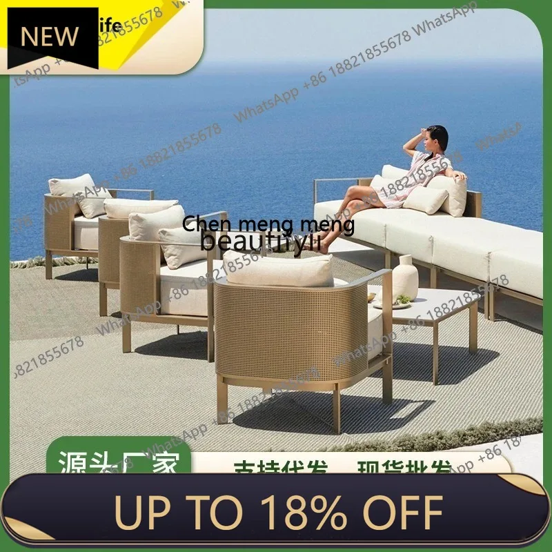 

P178 Outdoor Stainless Steel Sofa Rainproof Sunproof Courtyard Open-air Outdoor Balcony Leisure Rattan Chair