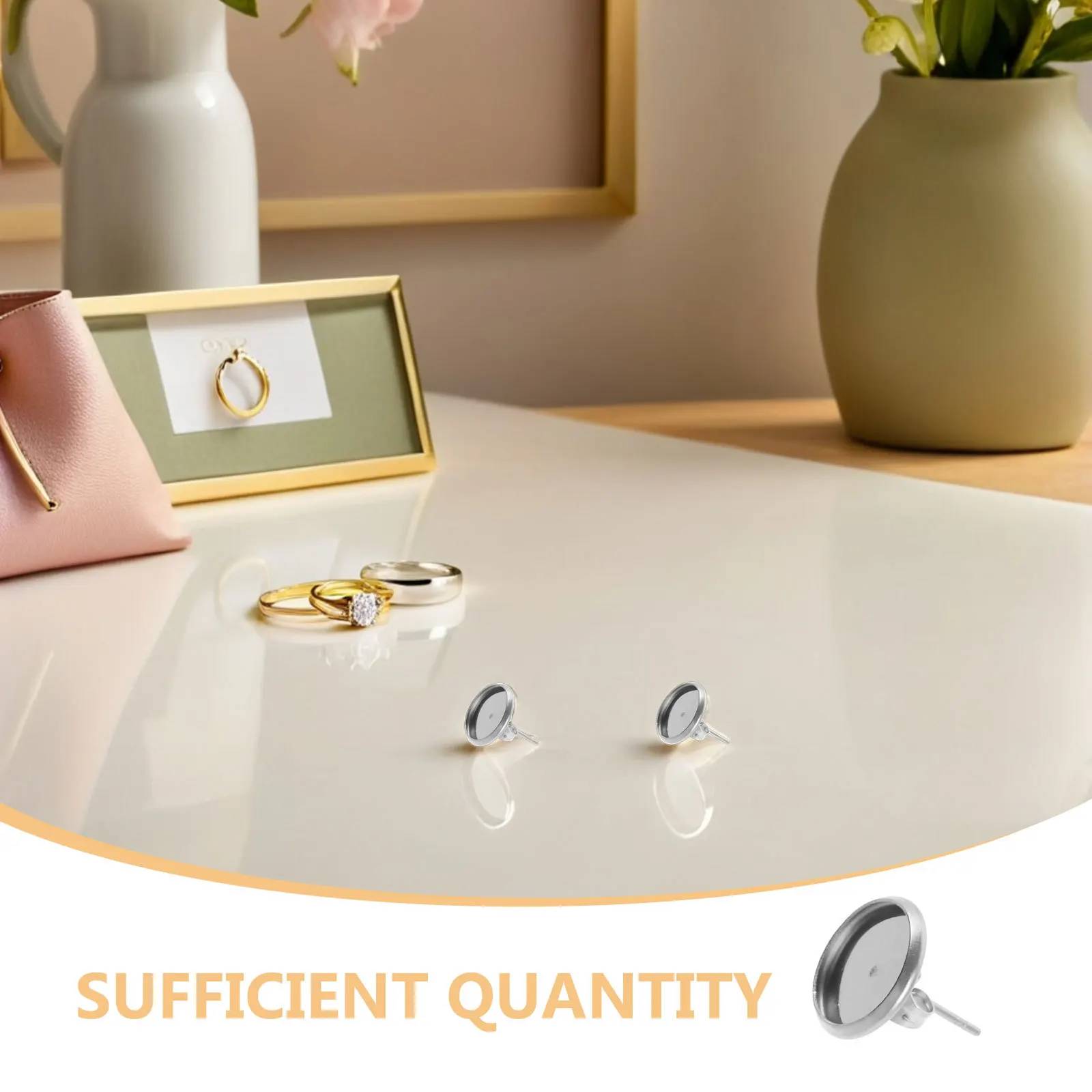 180 قطعة 6 مللي متر شقة مستديرة معدنية القرط إعدادات صينية الفولاذ المقاوم للصدأ كابوشون آخر الفراغات ل Findings بها بنفسك النتائج مجوهرات