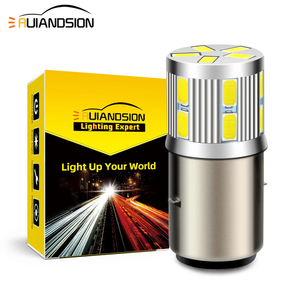 

450Lm BA20D Dual Contact LED Headlight Motorcycle LED Bulb 5730 Chip Lens Spotlight Fog Lamp for Motobike Scooter AC/DC 6-30V