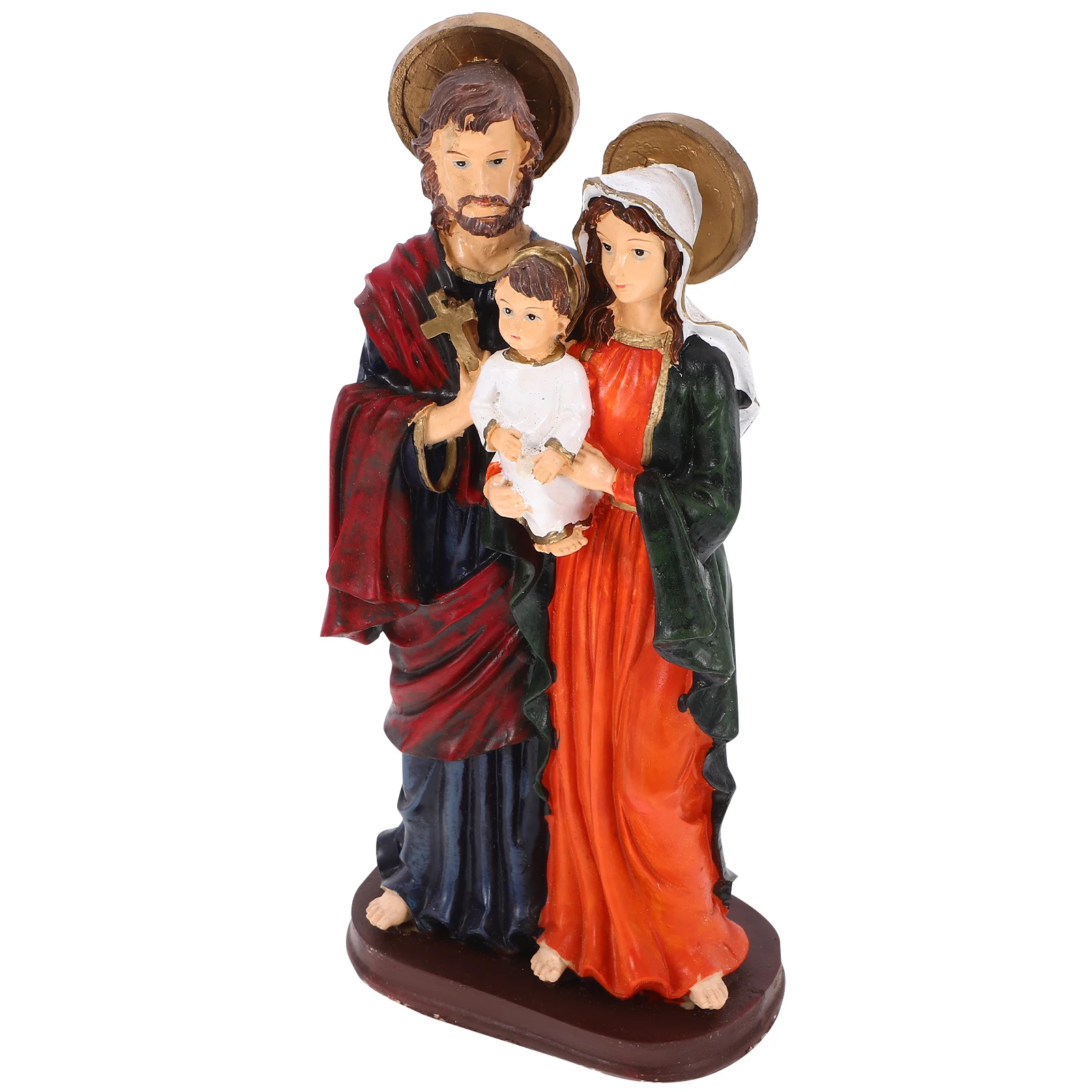 

Three Mouths Sculpture Resin Craft Decoration Religious Figure Jesus Scene Figurine Virgin Statue Ornament Desktop