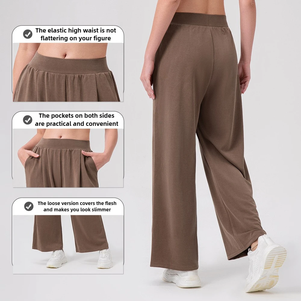 Sports Wide Leg Pants for Women, Loose Fitting Straight Leg, Casual Fitness, Running, Cropped Pants, Loose Yoga Pants