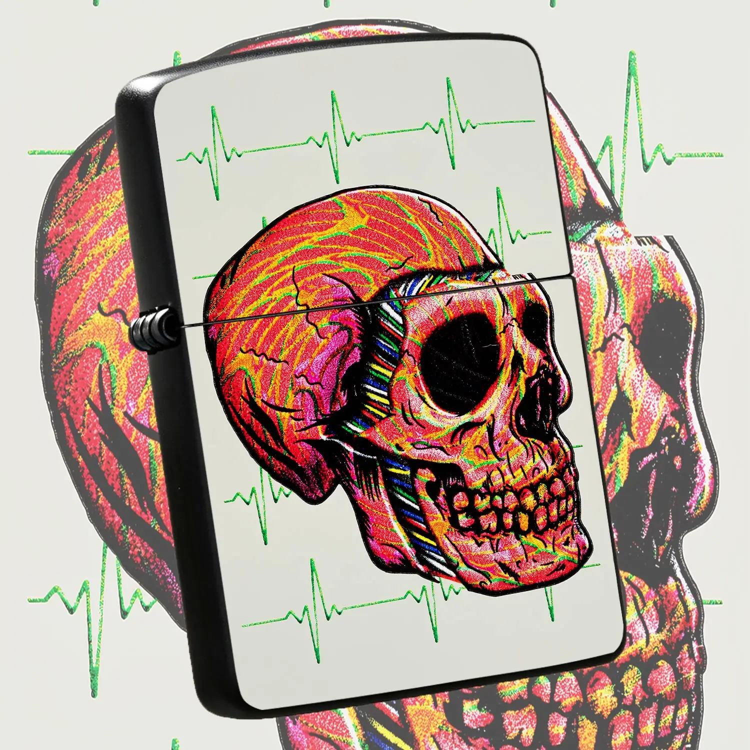Creative Colorful Skull Ecg Pattern Lighter, Trendy Street Style Decor, Suitable For Daily Outings, Outdoor Gatherings And Various Scenarios, Fun Stylish Portable Practical Item, Unique Exquisite Gift Choice For Friend A Humorous And Intere