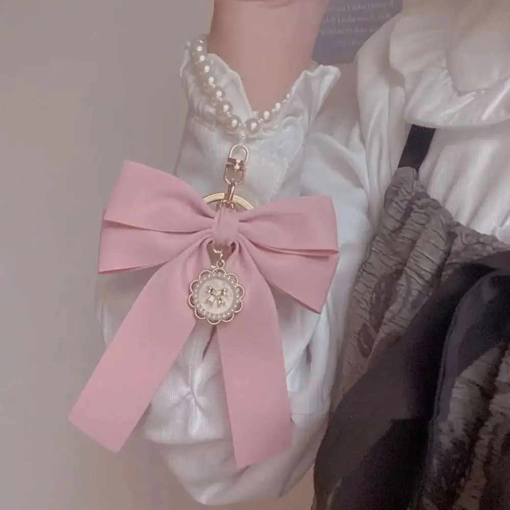 

Large Bowknot Bowknot Key Chain Multi-color Pearl Bow Pearl Key Pendant Heart Shape Handmade Jewelry Key Ring DIY Projects