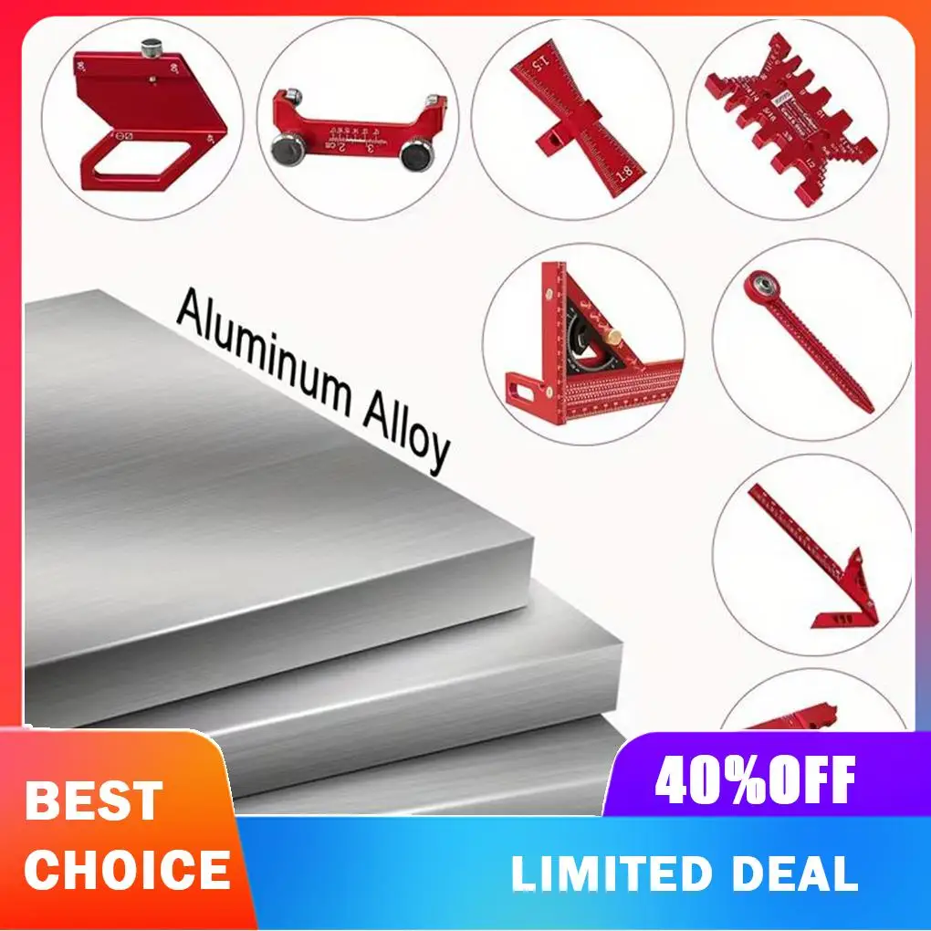 Red Versatile Woodworking Measuring Tools Pack With Various Calipers Set Squares And Compasses Precision Work