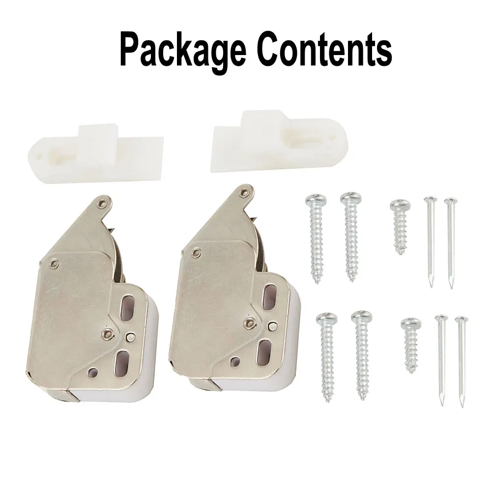 2pcs Snap Lock (with Screws) SPRING-LOADED MINI TIP CATCH CARANT/SHIFT/DOOR CABINET LATCH With Mounded Nylon Roller & Keeper