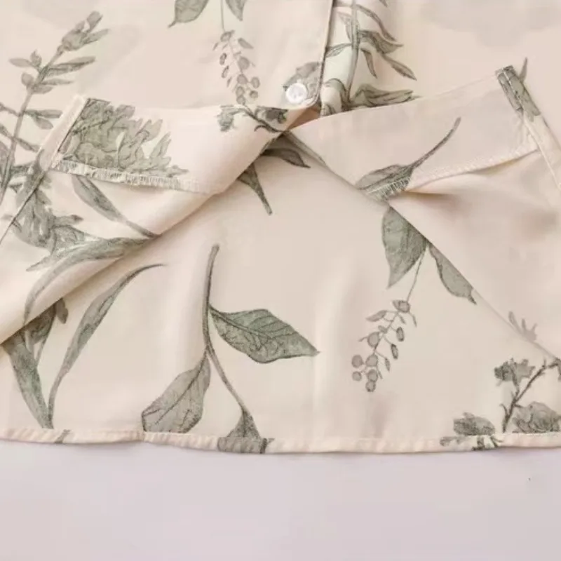 Light Green Shirts Women Short Sleeve Floral Sweet Korean Fashion Elegant Ladies Girlish Age-reducing Chiffon Soft Summer Chic