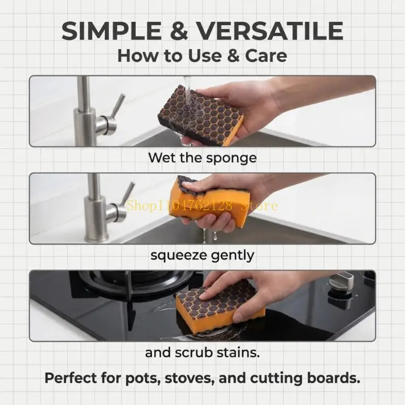 3 Pieces Kitchen Scour mattresses Set For Daily Use Simple Hold Block For Easy Cleaning On Cookware best sale