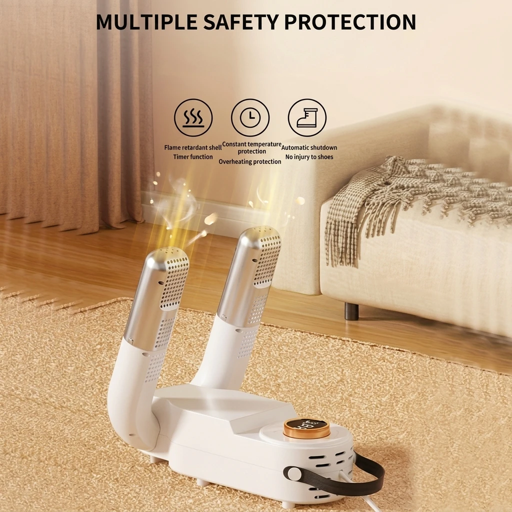 Smart Touch Screen Shoe Dryer, Foldable Fast Heating Boot Warmer, UV Sterilization & Deodorizing Dehumidifier for Socks & Shoes