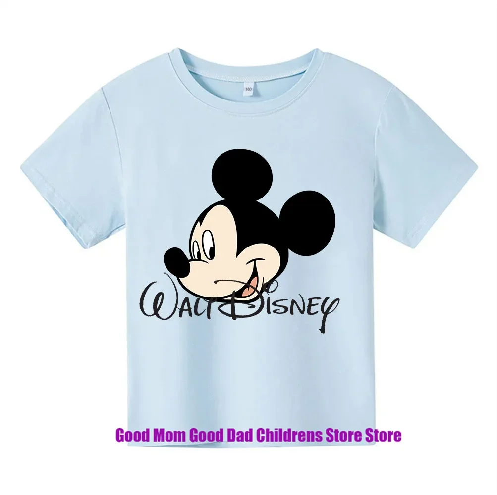 2024 Disney Children's T-shirt Mickey Mouse Anime Sportswear Beautiful Fashion Casual Boys and Girls Top Printed Fashion