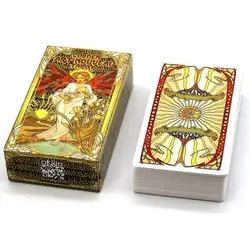 10,3 * 6 cm Golden Art Nouveau Tarot Deck 78 kart z przewodnikiem Karty Okultystyczne wróżby Zestawy książek dla początkujących Klasyczna sztuka Nouve