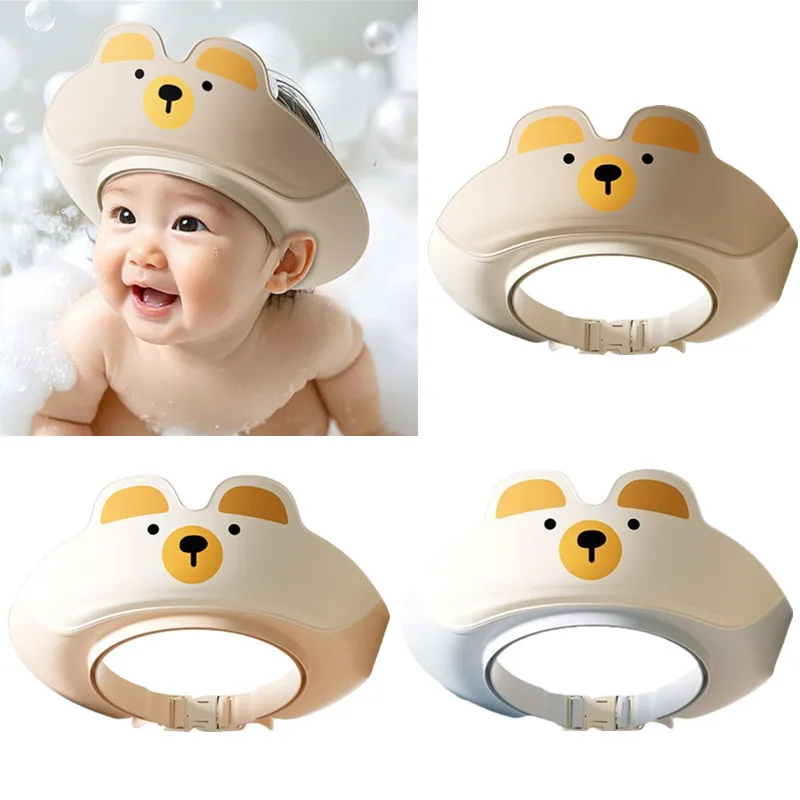 

Soft Waterproof Baby Shampoo Cap Resizable Ears and Eyes Protection Children Shower Cap for 6 Months-6 Years Baby Bathing Hat