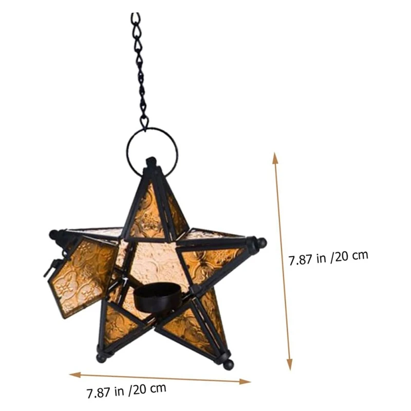 Castiçal de ferro estrela moravian castiçal estrela laranja luzes de chá velas estrela lanterna mini lanternas fácil de usar amarelo