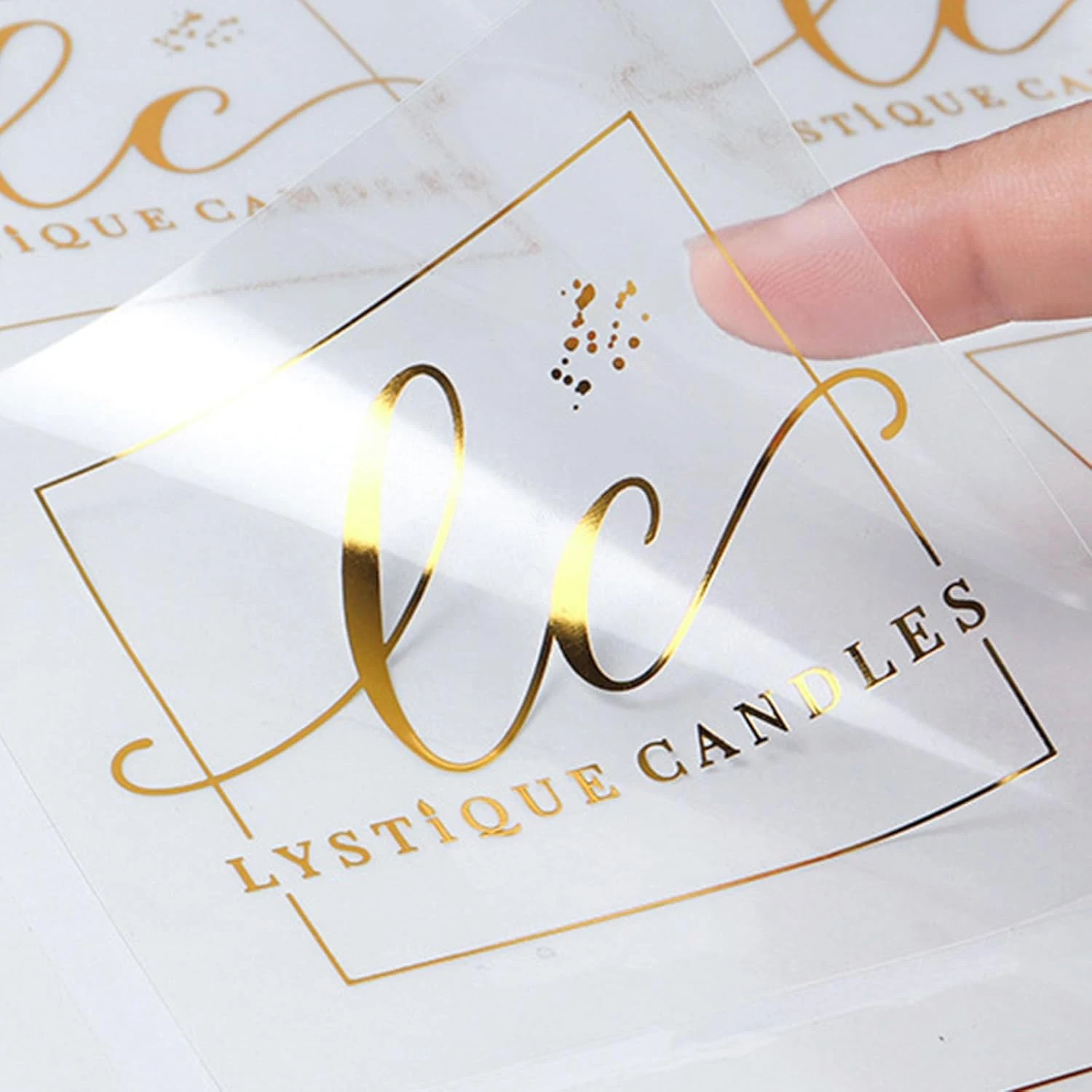 Custom Logo Clear Sticker Waterproof Vinyl Gold Silver Holographic Foil Adhesive Transparent Label Roll Sheets for Business view 3