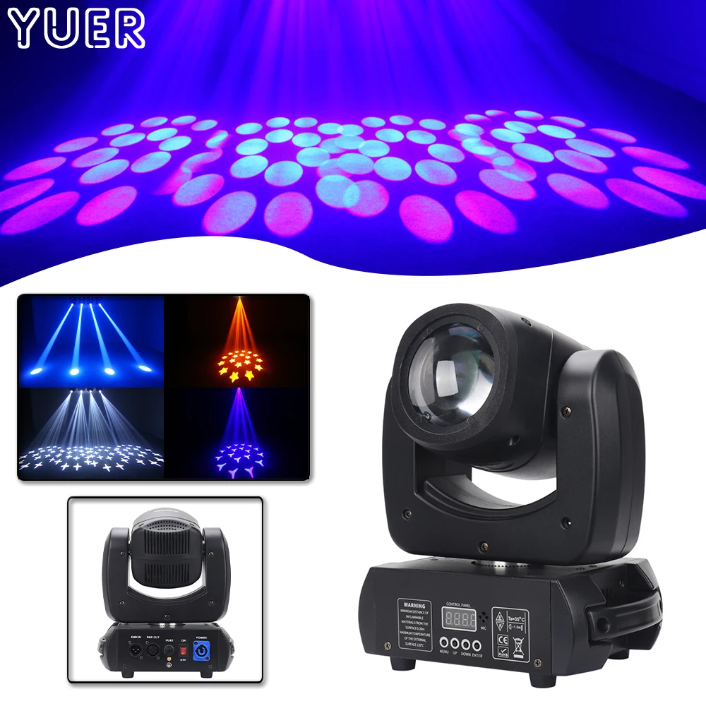 YUER NEW DJ Party Lighting 100W LED Moving Head High Bright Mobile Heads Spot Beam Effect For Home Disco Bar Stage Wedding Show