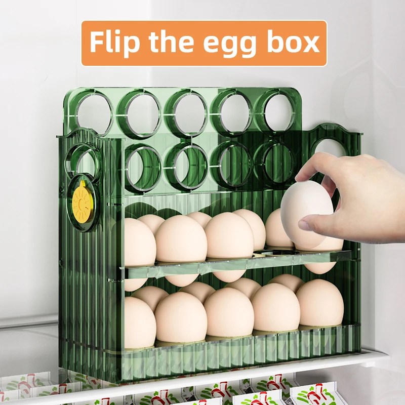 

Obelix Egg Storage Box Durable Convenient Flip Fresh-Keeping Egg Storage Box Large Capacity 3 Layers Egg Holder For Refrigerator