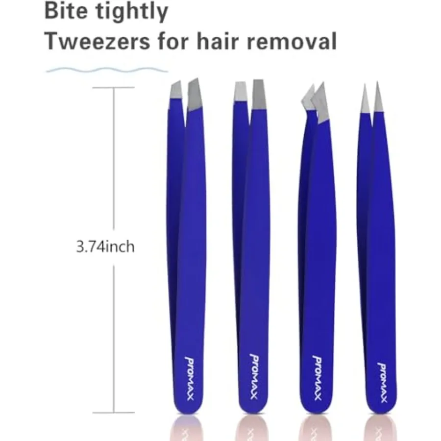 PromaxCare Tweezers Set - Professional Stainless Steel Tweezers for Eyebrows - Great Precision for Facial Hair, Splinter and In