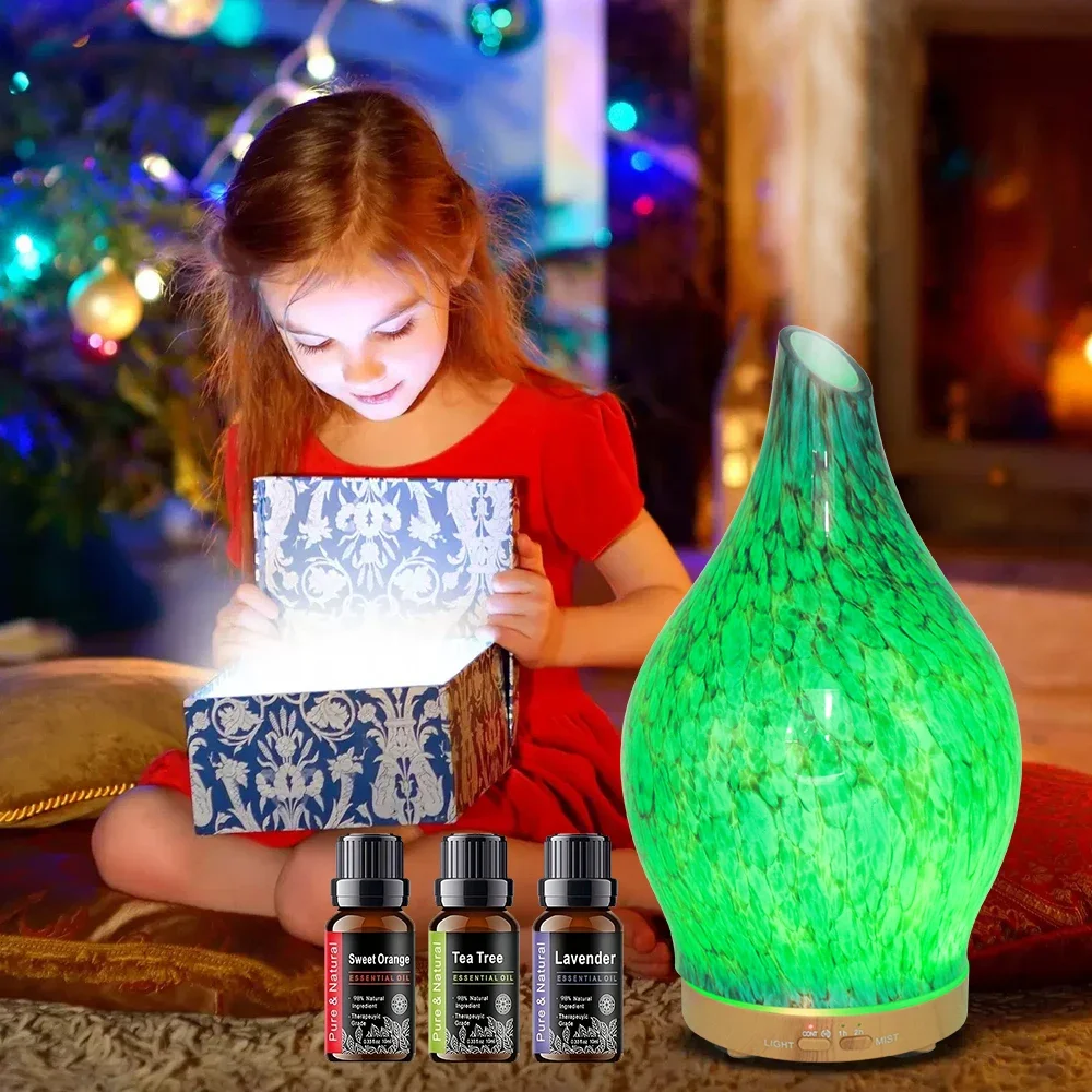 

200ml Ultrasonic Diffuser with Gradient Mood Lighting, Timer, and 3 Essential Oils