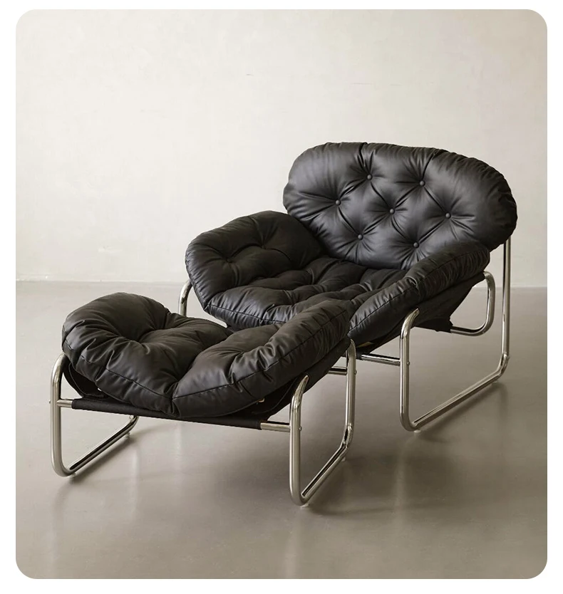 !@！@Simple Fashionable Light Luxury Leather Single Sofa Bean Bag Chair  for Leisure Living Room Furniture