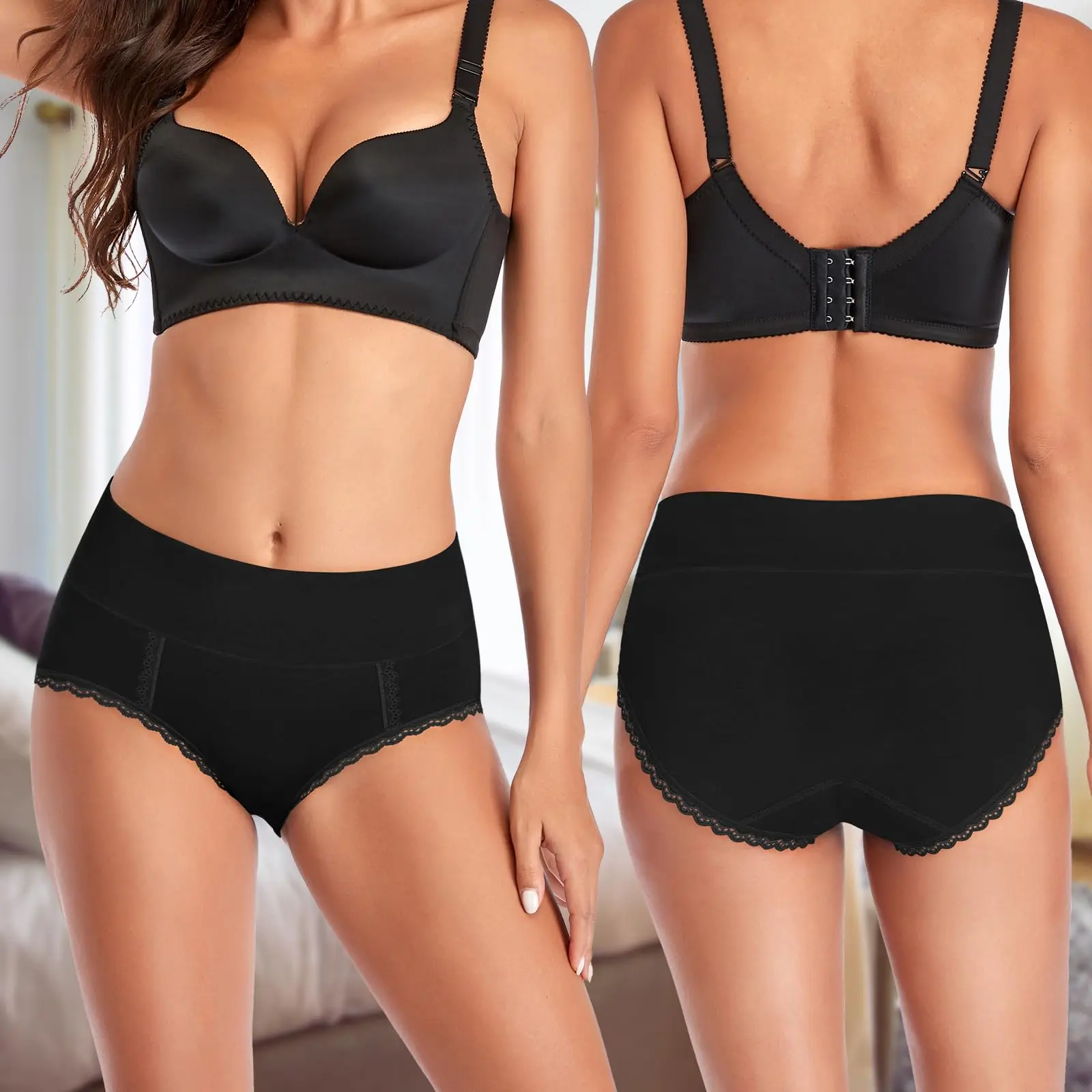 6pcs Cotton High Waisted Soft Womens Underwear Breathable Panties, Multipack