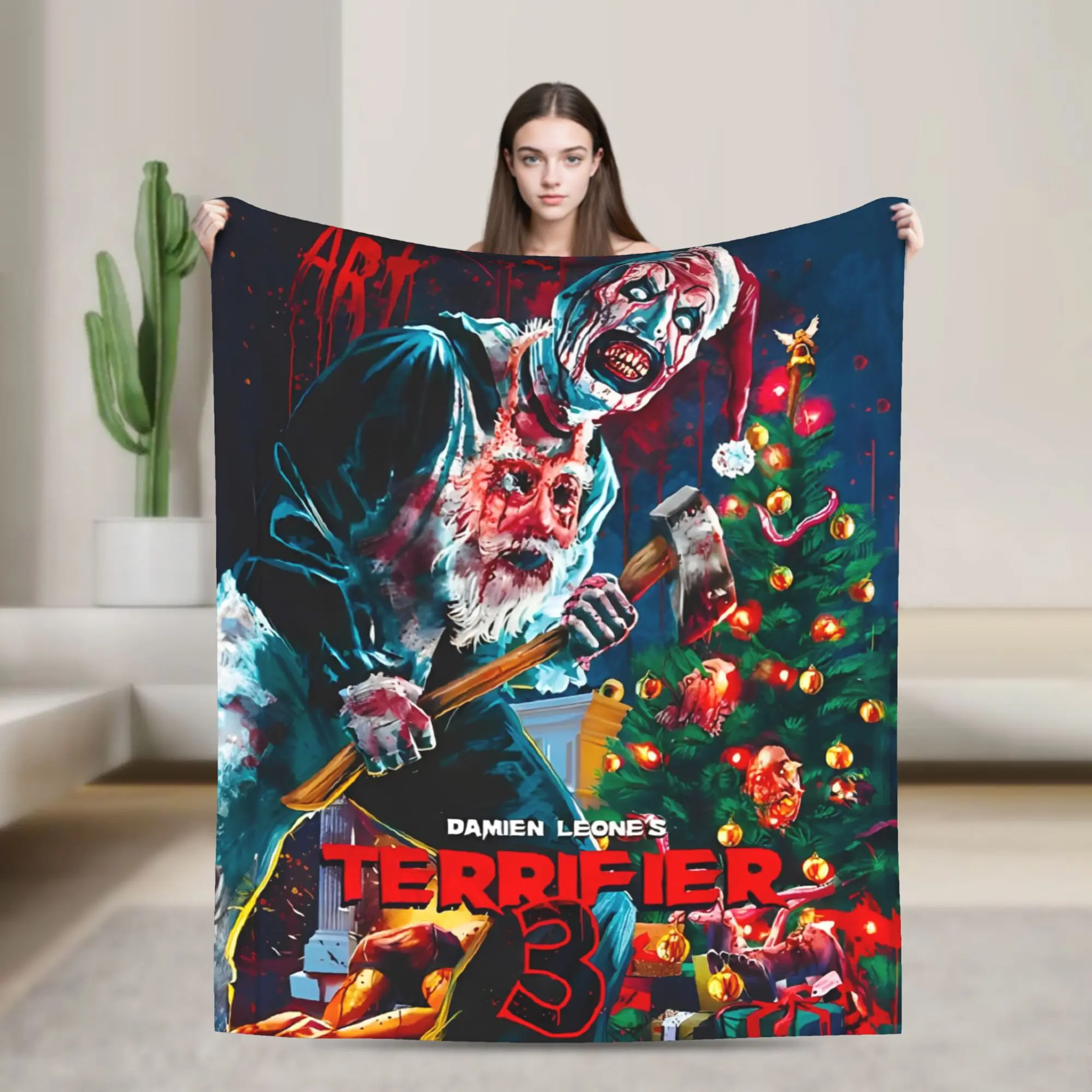Super Soft Christmas Terrifier Throw Blanket Premium Flannel Fleece Lightweight  Bed Blanket Super Cozy Bedspread All Season Use