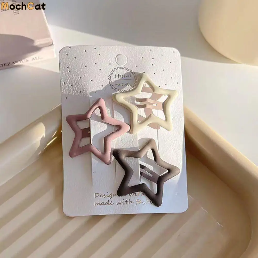 

3pc/set Fashion Metal Star Love BB Clip Water Drop Square Y2k Barrettes Hair Accessories Hair Clip Photograph