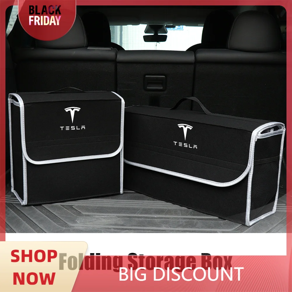 1pcs Folding Car Storage Box Car Trunk Organizer Box Auto Storage Accessories For Tesla Model 3 Model S Model X  Coil Mod WYE