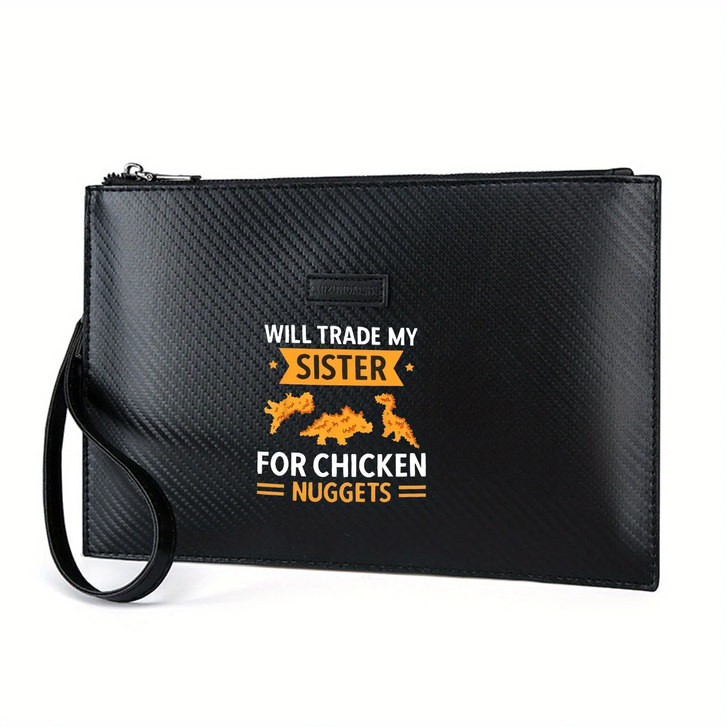 Sister for chicken dinosaur nuggets trade Elegant Printed PU Men's Handbag Fashionable and Practical for Everyday Carry