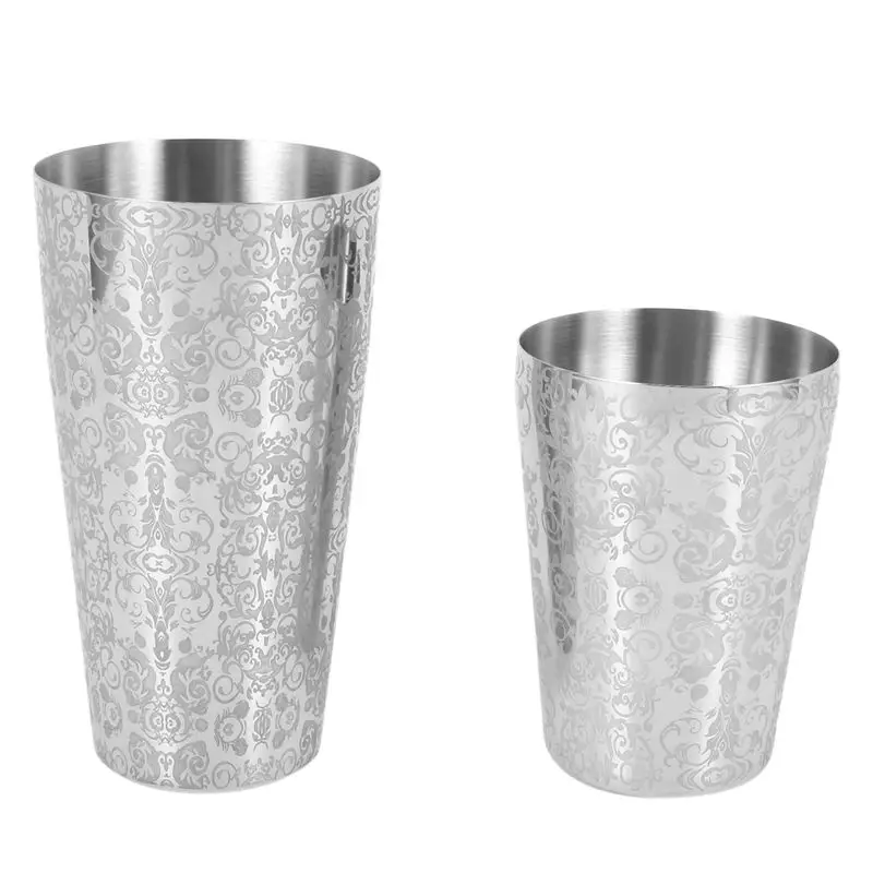 HLZS-3X Cocktail Shaker Boston Shaker 304Stainless Steel Barra De Ferramentas Engraving Design Boston Cocktail Shaker Tin Set