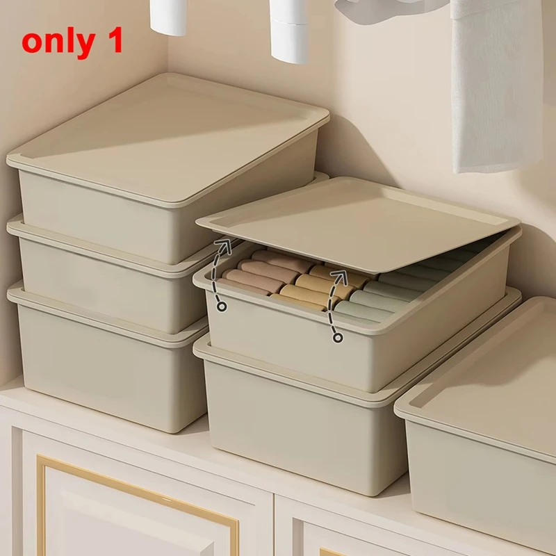 Large Capacity Storage Box For Wardrobe Organization - Multi-Grid Plastic Organizer For Underwear, Clothes,Socks