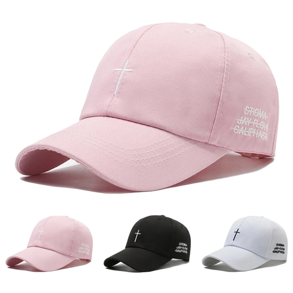 

Unisex Cross Embroidery Baseball Cap Solid Color Golf Sun Visor Cotton Snapback Caps Casual Hip Hop Street Dad Hat for Women Men