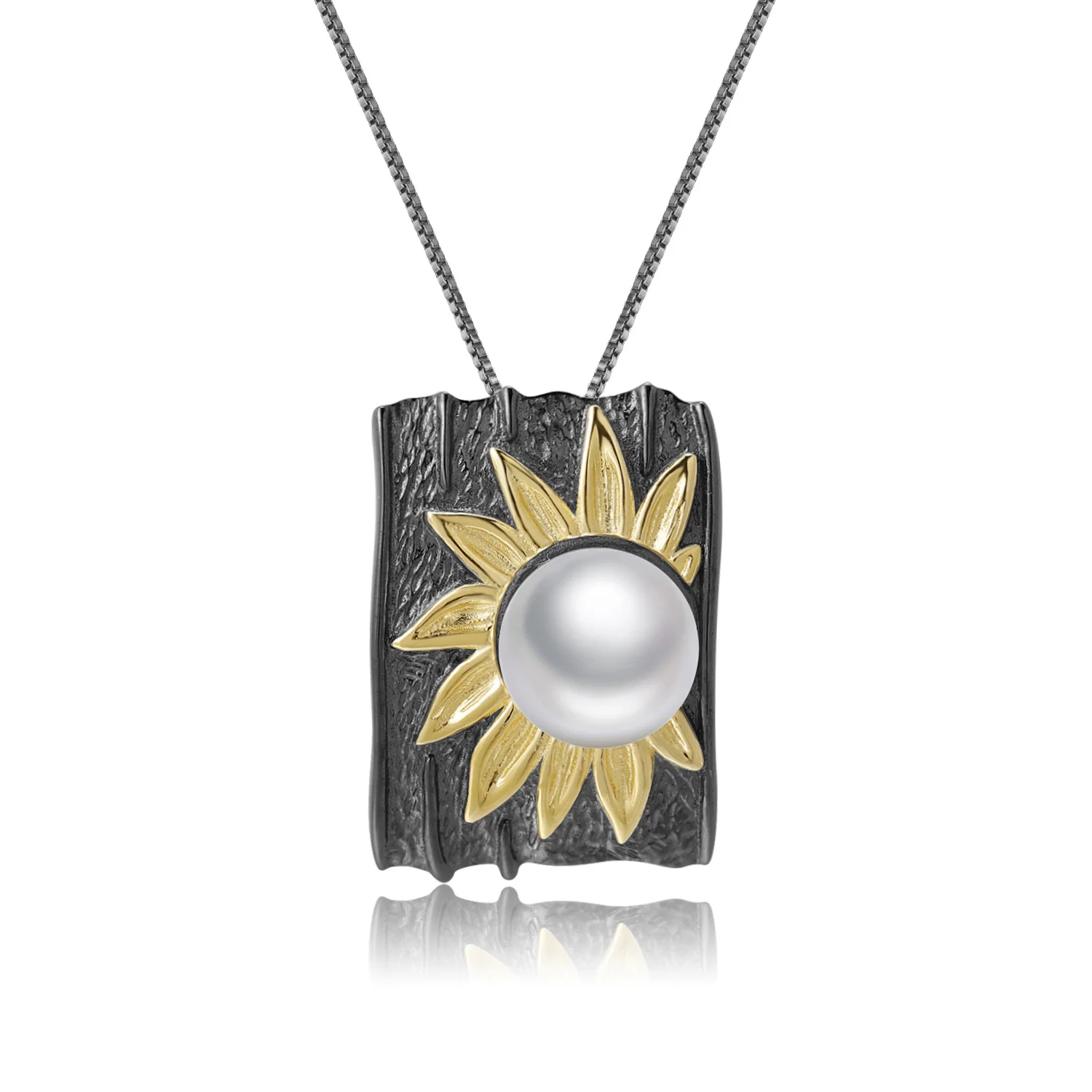 

genuine Luxury brand real jewels Designer sense pearl pendant natural wind sunflower flower 925 Silver Natural Freshwater Pearl