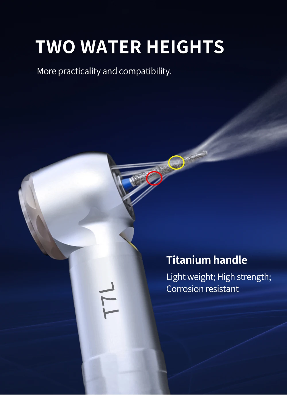 Dental LED High Speed Handpiece T7L Zero Retraction 4 Water Spray Push Button 2/4 Holes Air Turbine Handpiece for Dental Clinic