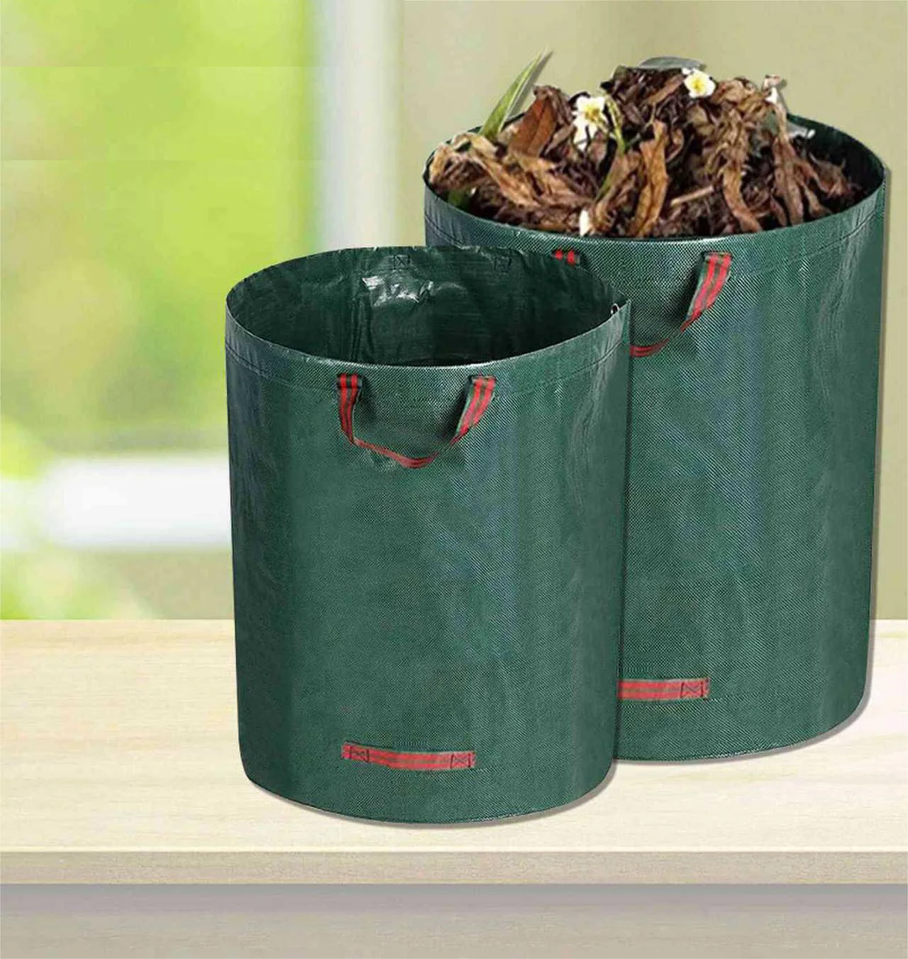 Customizable Garden Bags Eco-friendly Green Waterproof Foldable Garden Waste Bag Large Capacity Park Lawn Garden Leaf Waste Bag