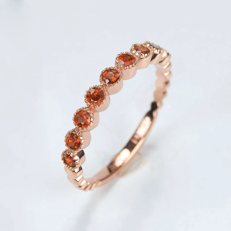 Original new group inlaid ruby rose gold ladies single row ring opening elegant unique charm light luxury silver jewelry