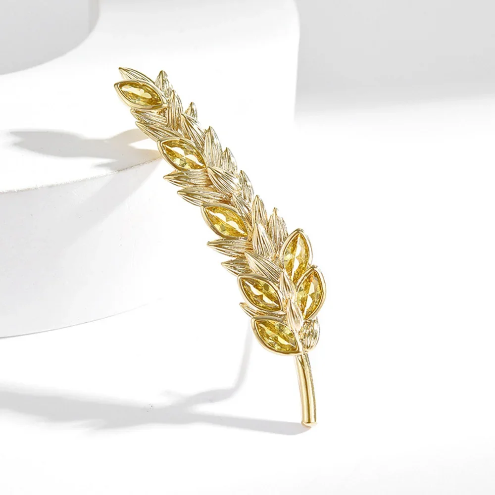

Classic Golden Wheat Ear Brooch High-end Jewelry Women's Coat Brooches Pins Metal Copper Plant Design Accessories Wholesale