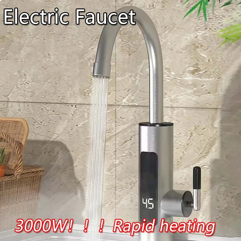 

Электрический смеситель для горячей и холодной воды, 3000 Вт, безрезервуарный водонагреватель, вращение на 360 градусов, ЖК-дисплей, цифровое сенсорное управление, принадлежности для кухни и ванной комнаты