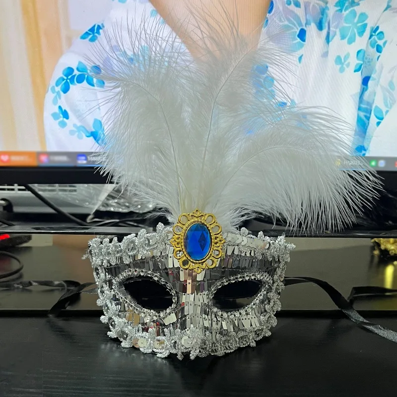 

Purim Feather Half Face Mask Venetian Party Masks Adjustable Princess Partys Props Masquerade Ball Accessories for Women