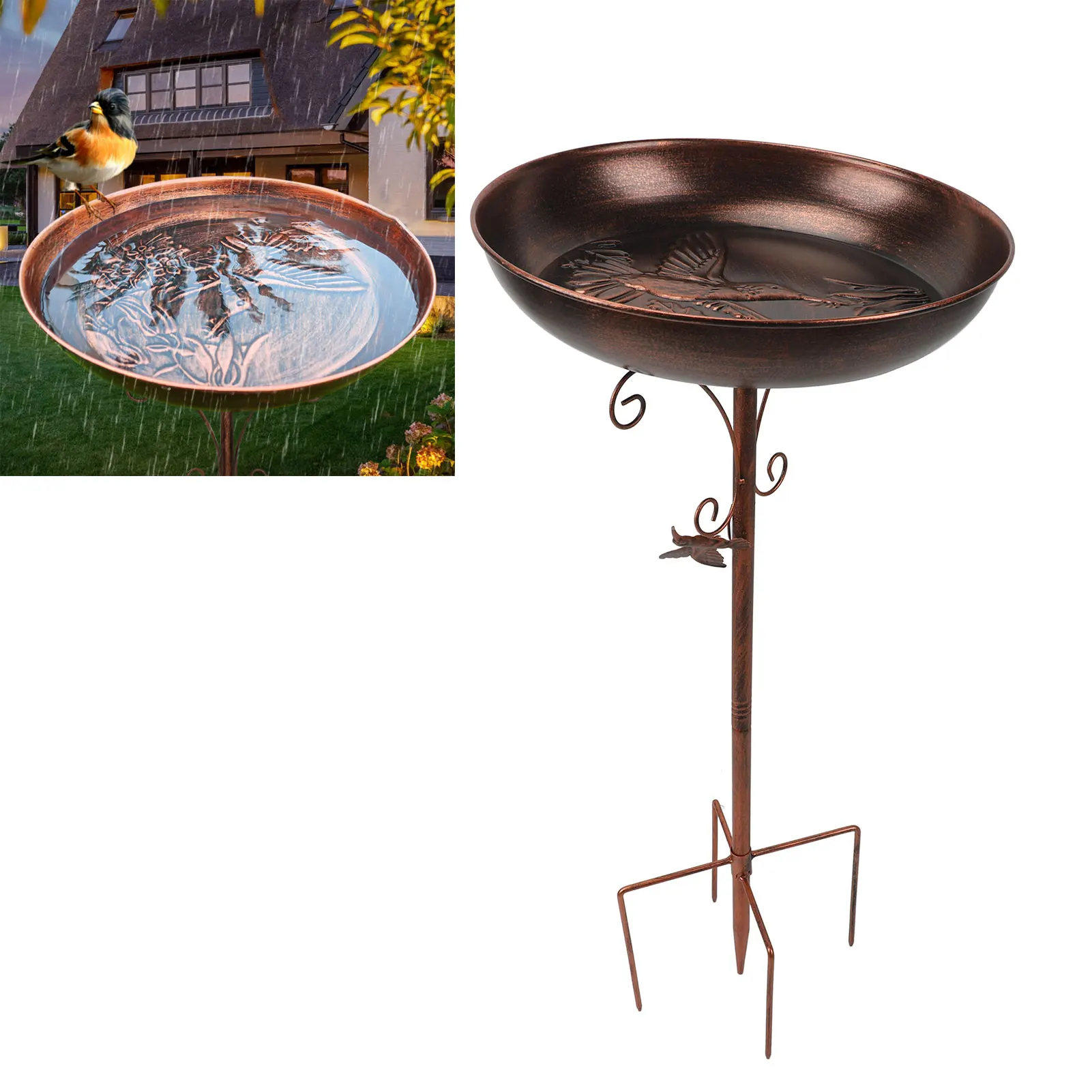 Image of Supporto per mangiatoia per uccelli Palo per mangiatoia per bagno per uccelli Palo per mangiatoia per uccelli autoportante in metallo vintage per la decorazione del giardino esterno cod004