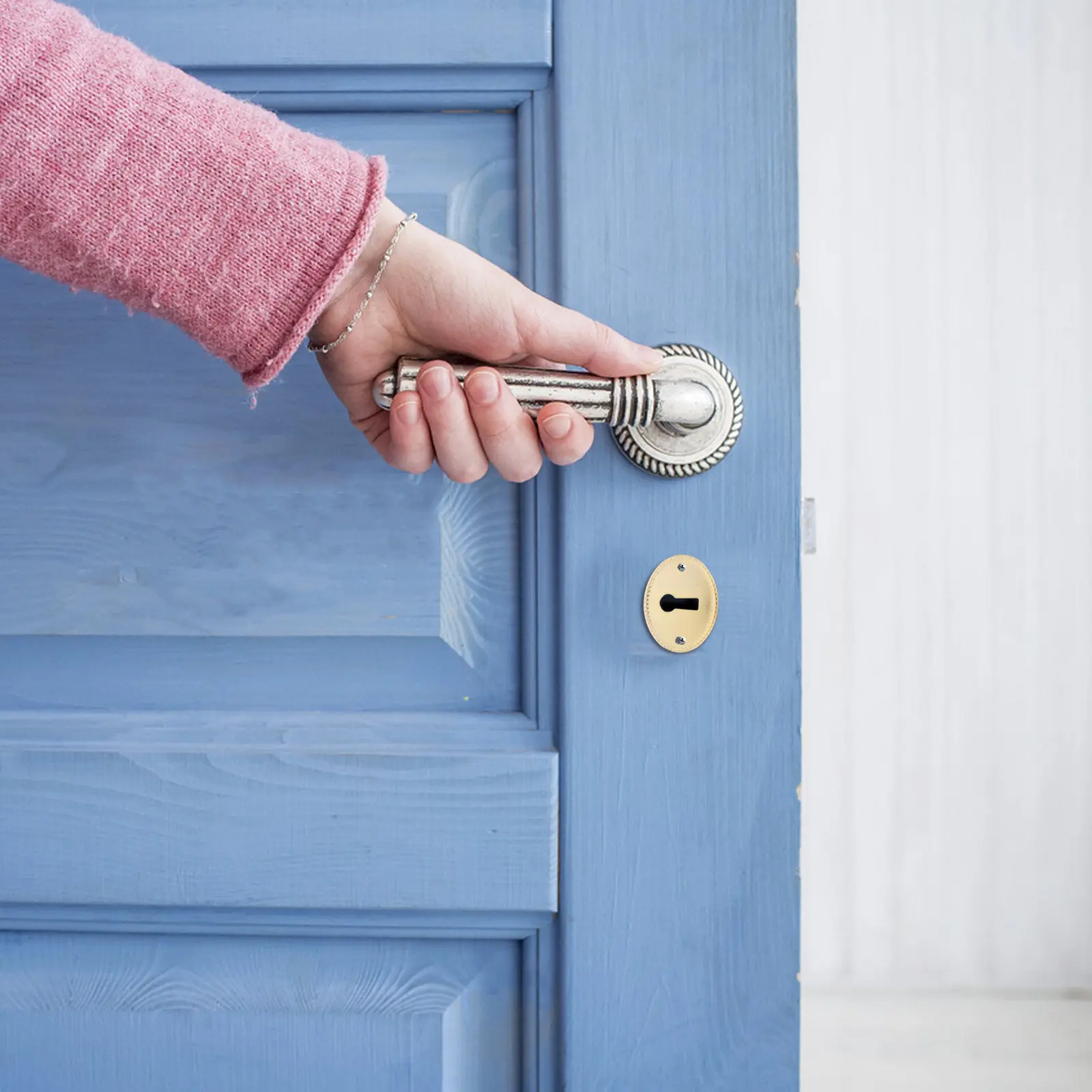 20Pcs Oval Keyhole Cover Plate Decorative Metal Door Lock Cover Plate for Cabinet Drawer Furniture Restoration Golden
